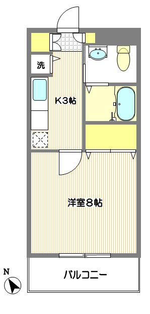 シャトル鷺沼A(1K/2階)の間取り写真