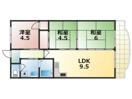 シャトー三島(3LDK/4階)の間取り写真