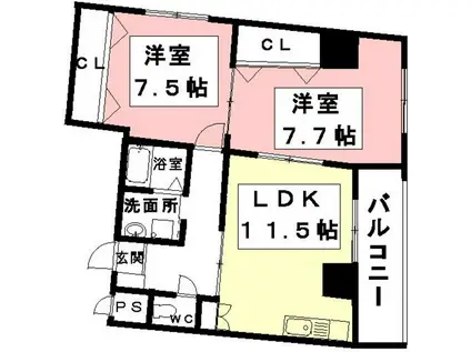 グランドステ-ジ(2LDK/5階)の間取り写真