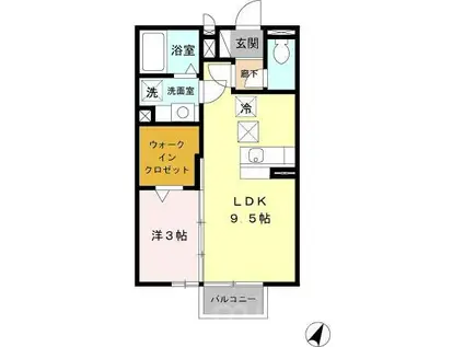 ルミエール(1LDK/2階)の間取り写真