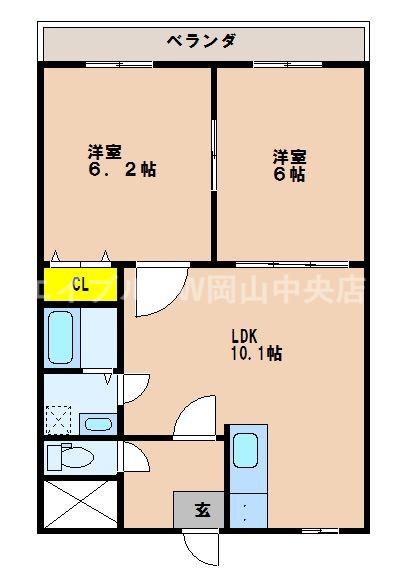 ホワイトストーン白石(2LDK/6階)の間取り写真