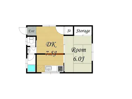 MEGUMI MANTION - めぐみマンション(1DK/3階)の間取り写真