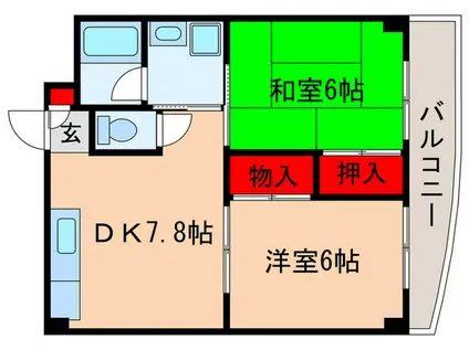 アーネスト大江(2DK/2階)の間取り写真
