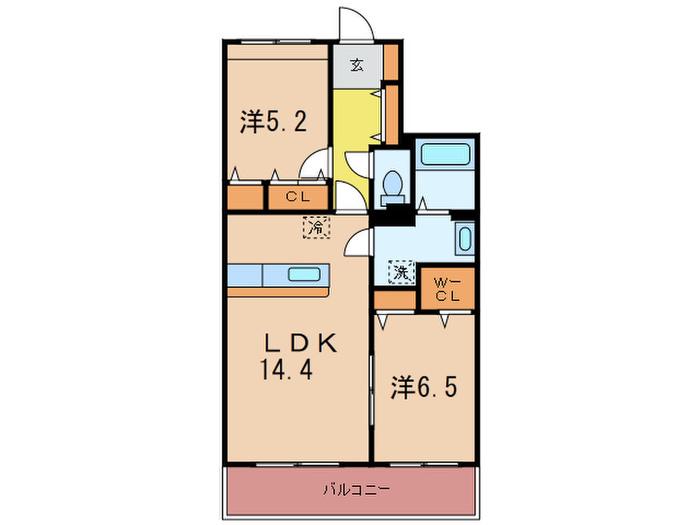 ラ・フレーズ天神(2LDK/3階)の間取り写真