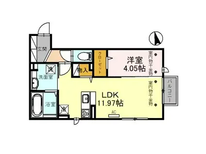 アルカサール加賀(1LDK/1階)の間取り写真