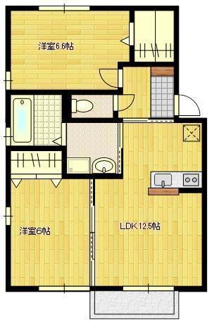 グランモア諸富(2LDK/1階)の間取り写真