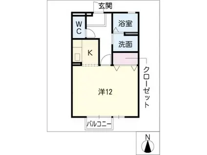 ベルヒルズ桜ヶ丘A棟(1K/1階)の間取り写真