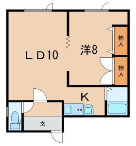 マルベリーハイツ(1LDK/2階)の間取り写真