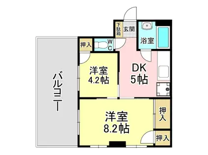 ニューコメタニビル(2DK/4階)の間取り写真