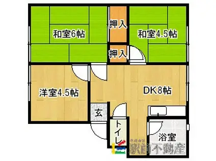 ウィンディア森(3DK/2階)の間取り写真