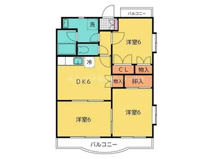 エスポワール女神(3DK/1階)の間取り写真