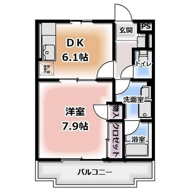 メルベーユ篭上I(1DK/2階)の間取り写真