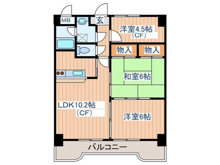 エクセレント結城2(3LDK/3階)の間取り写真
