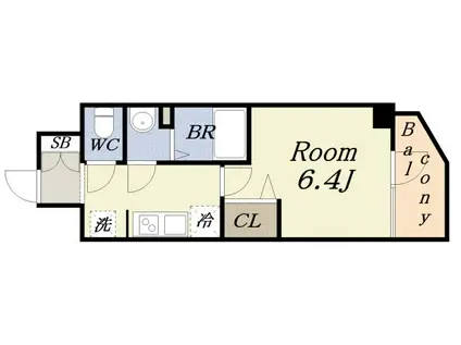 アドバンス大阪カーサ(1K/12階)の間取り写真