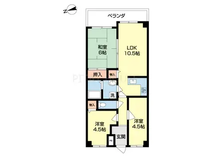 アーバンシックス(3LDK/2階)の間取り写真