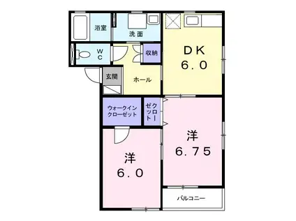 PARE(2DK/2階)の間取り写真