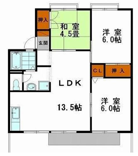 クレスト安室(3LDK/1階)の間取り写真