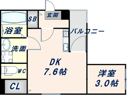 ORBIT巽南(1DK/3階)の間取り写真
