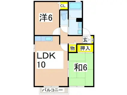チェリーガーデンA棟(2LDK/1階)の間取り写真