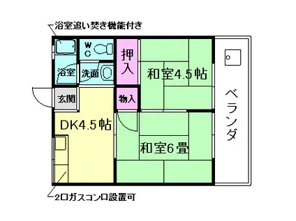 箕面サウスハイツ(2DK/2階)の間取り写真