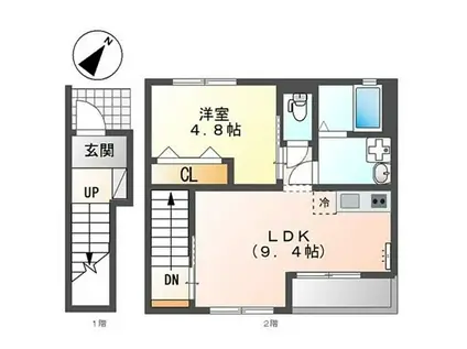 IVY FIELD I (1LDK/2階)の間取り写真