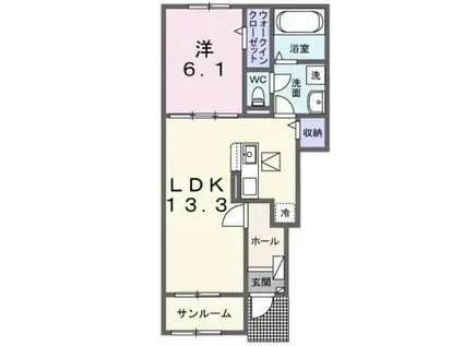 ハッフルパフI(1LDK/1階)の間取り写真