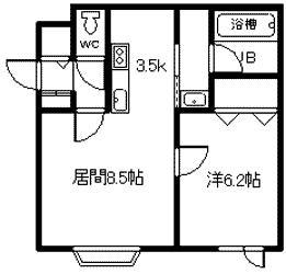 グレース近文B(1LDK/2階)の間取り写真