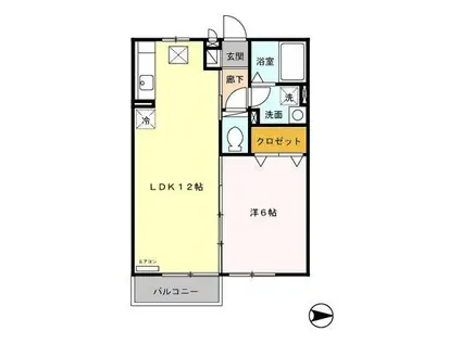 ロワール(1LDK/1階)の間取り写真