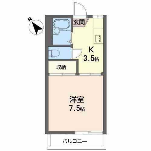 NSハイツ(1K/2階)の間取り写真