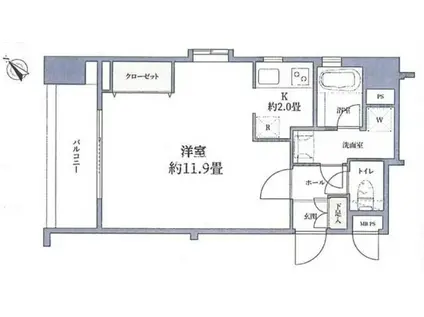 ラヴェンナ人形町(1K/5階)の間取り写真