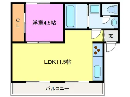 ベルメゾンマオ(1LDK/2階)の間取り写真