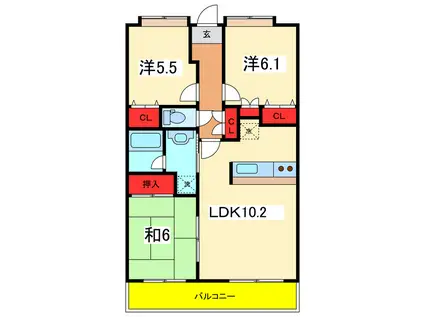 ボナール浜松イースト(3LDK/1階)の間取り写真