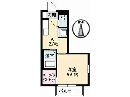 ベルデ北田A棟(1K/1階)の間取り写真