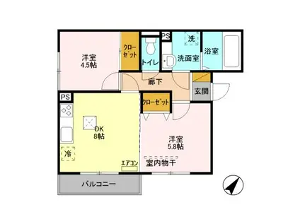 アイリス・錦町(2DK/3階)の間取り写真