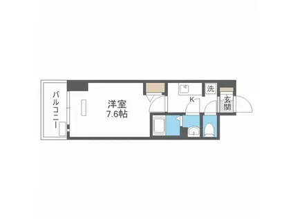 LALA PLACE難波ガルテン(1K/7階)の間取り写真