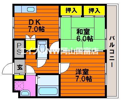 サニークレスト清水(2DK/2階)の間取り写真