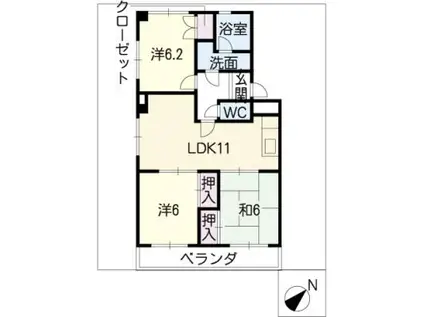 グランダム仲ノ町(3LDK/2階)の間取り写真