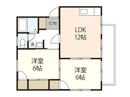 ソルメール D(2LDK/1階)の間取り写真