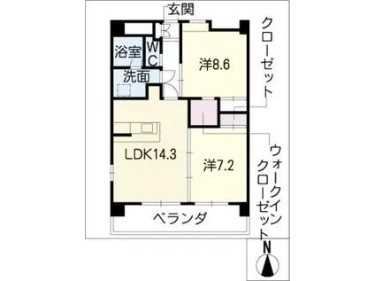 リバーズマンション築捨II(2LDK/5階)の間取り写真