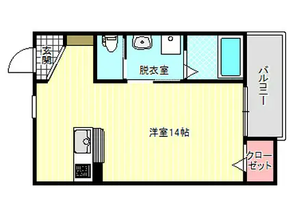 ディオコーポはりなかの(ワンルーム/3階)の間取り写真