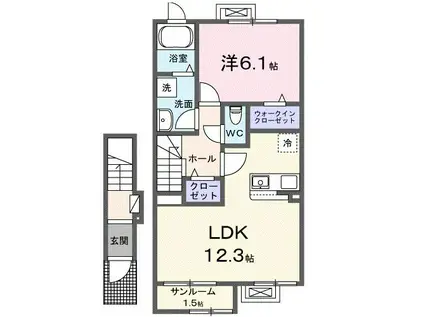 ミュゲ関町(1LDK/2階)の間取り写真