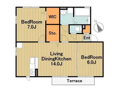グランコート東橋本(2LDK/1階)の間取り写真