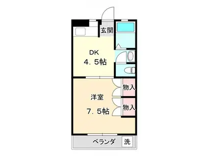 町屋ライフB(1DK/4階)の間取り写真
