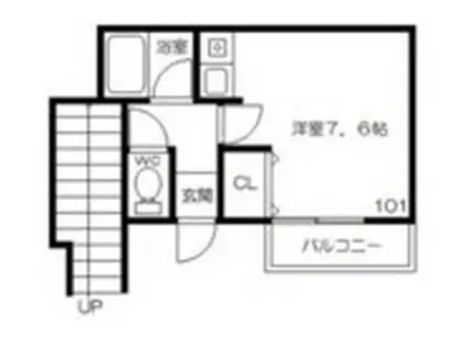 エムワンハイツ(ワンルーム/1階)の間取り写真