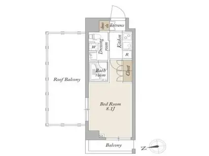 アジールコート武蔵新田(1K/5階)の間取り写真