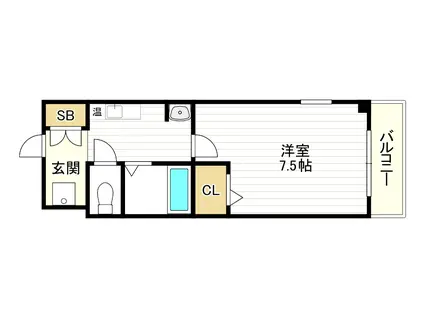 メゾンソレイユ(1K/3階)の間取り写真