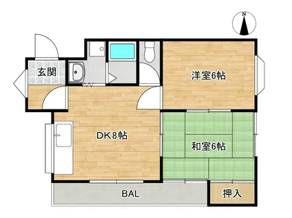 パレ中宮(2DK/4階)の間取り写真