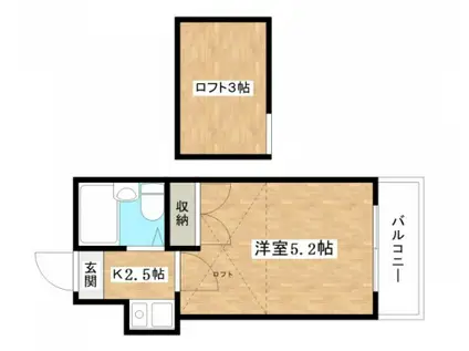 ビーエスパース(1K/2階)の間取り写真
