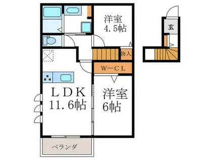 LIVRA紫竹(2LDK/2階)の間取り写真