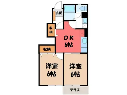 ウエストA(2DK/1階)の間取り写真